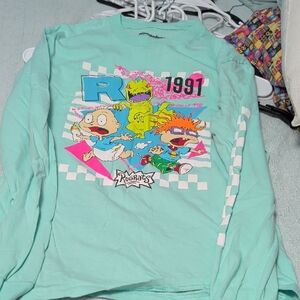Rugrats Mint Green Graphic Long Sleeve Women's Shirt